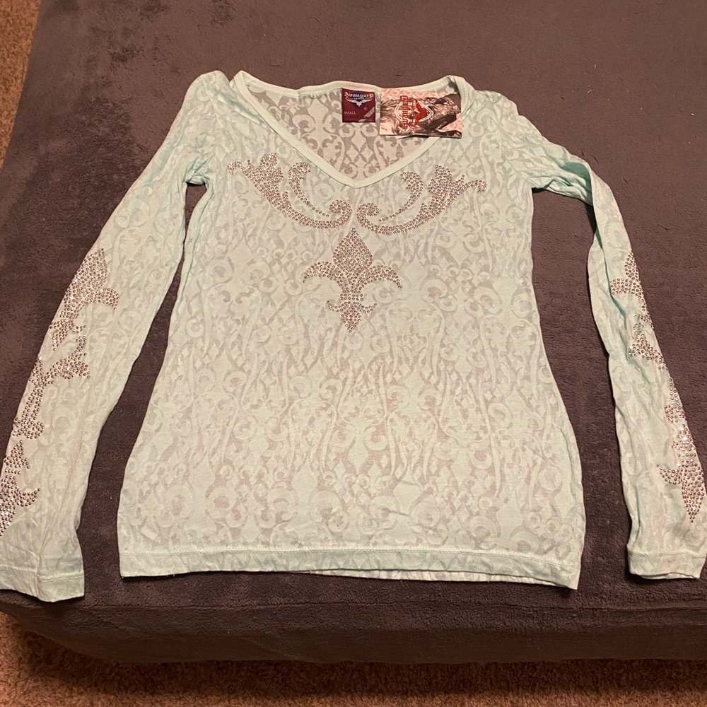 Avangard sheer studded long sleeves shirt